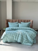 Эксклюзивное постельное белье Limasso Kristal Mineral blue 200x220 из вареного хлопка — изображение 2