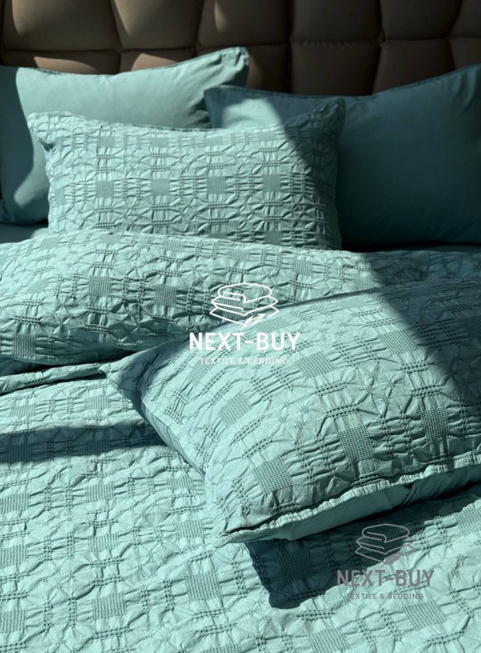 Эксклюзивное постельное белье Limasso Kristal Mineral blue 200x220 из вареного хлопка — изображение 8