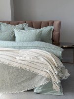 Муслінове покривало Nature veli  krem/olive євро Туреччина - Зображення 6
