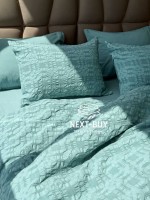 Эксклюзивное постельное белье Limasso Kristal Mineral blue 200x220 из вареного хлопка — изображение 7