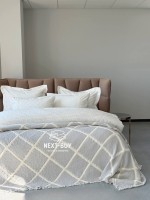 Муслінове покривало Lausson Sage bloom gri/krem  євро Туреччина - Зображення 5