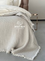 Муслінове покривало Nature veli  gri/white євро Туреччина - Зображення 3