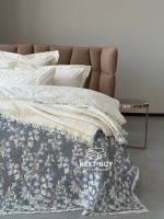 Муслінове покривало Lausson Misty Garden blue/krem  євро Туреччина - Зображення 4