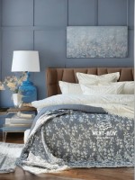 Муслінове покривало Lausson Misty Garden blue/krem  євро Туреччина