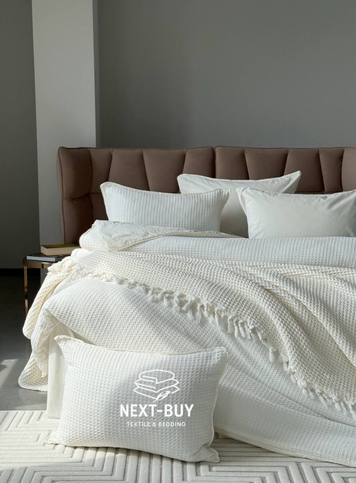 Эксклюзивное постельное белье Limasso Bassin Snow White200x220 из вареного хлопка — изображение 6
