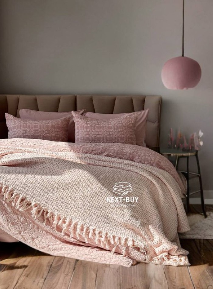 Эксклюзивное постельное белье Limasso Kristal Pale Mavue 200x220 из вареного хлопка — изображение 10