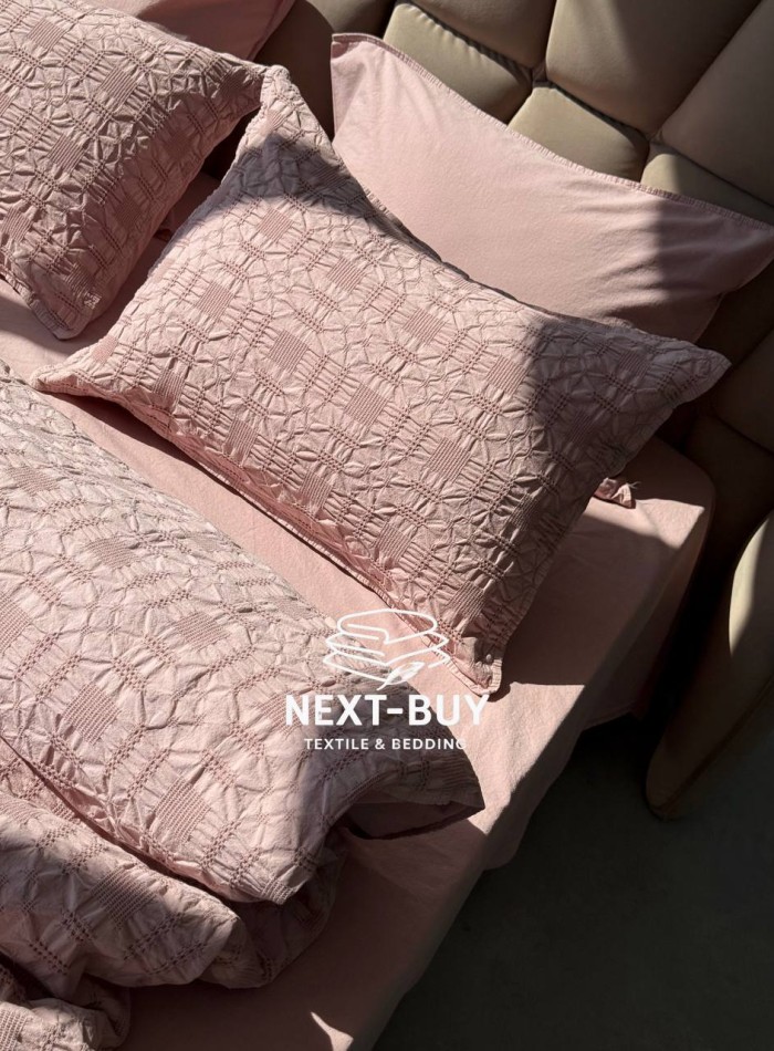 Эксклюзивное постельное белье Limasso Kristal Pale Mavue 200x220 из вареного хлопка — изображение 6