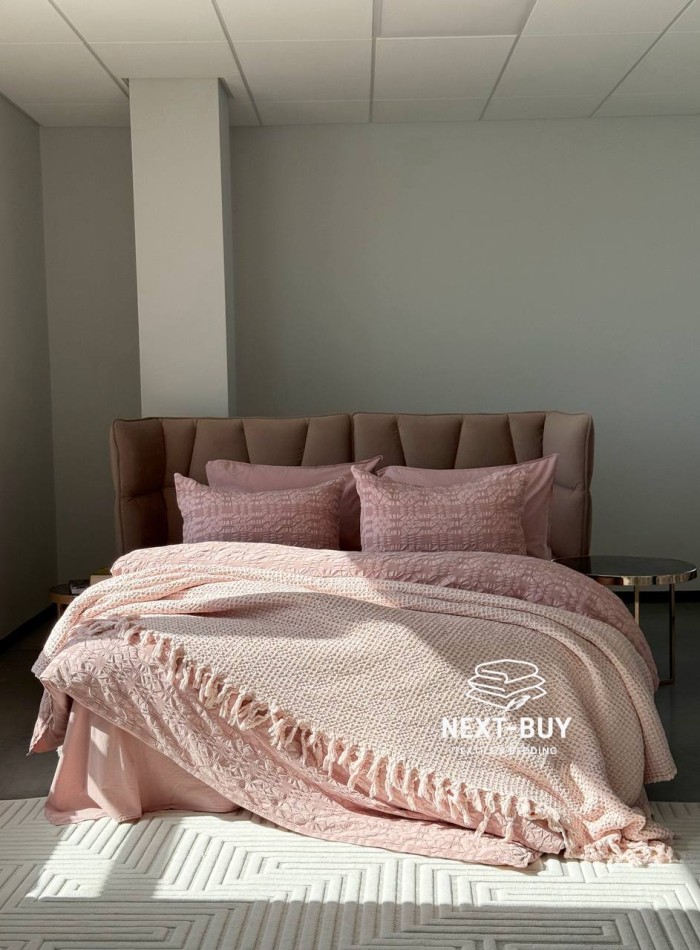 Эксклюзивное постельное белье Limasso Kristal Pale Mavue 200x220 из вареного хлопка — изображение 9