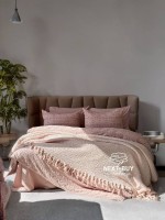 Эксклюзивное постельное белье Limasso Kristal Pale Mavue 200x220 из вареного хлопка — изображение 2