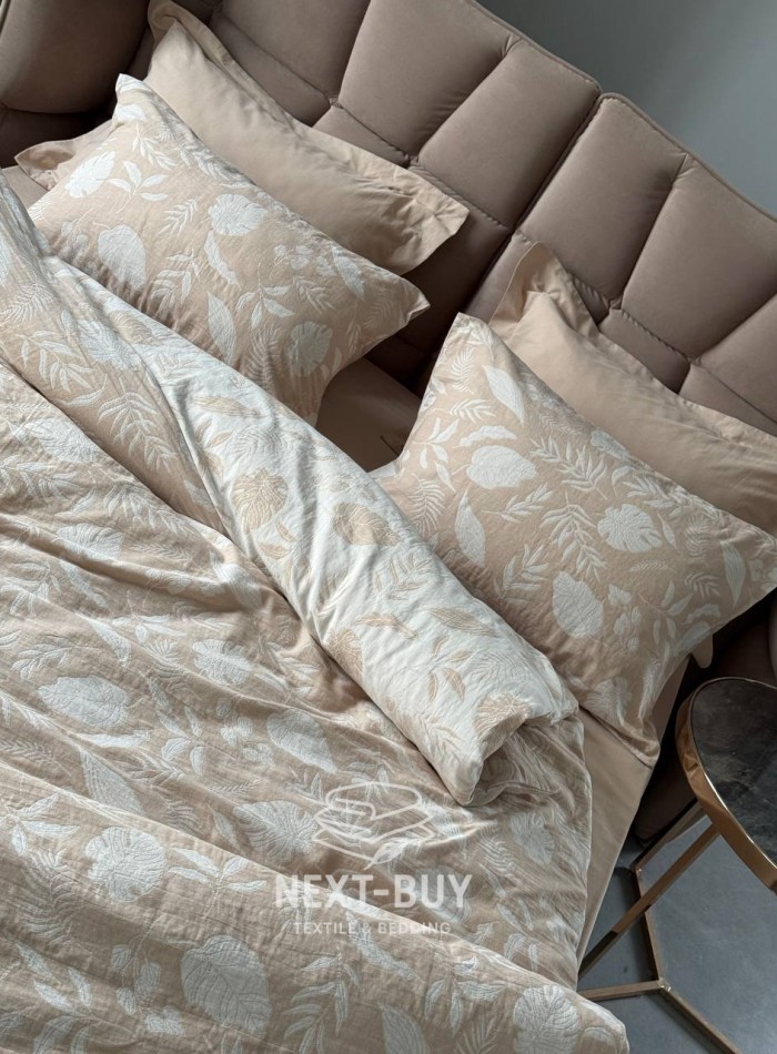 Постільна білизна Saheser Lusso Bej євро 200х220 jacquard - Зображення 5