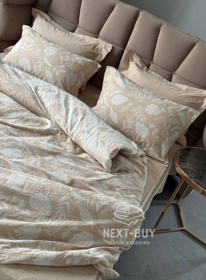 Постільна білизна Saheser Lusso Bej євро 200х220 jacquard - Зображення 3