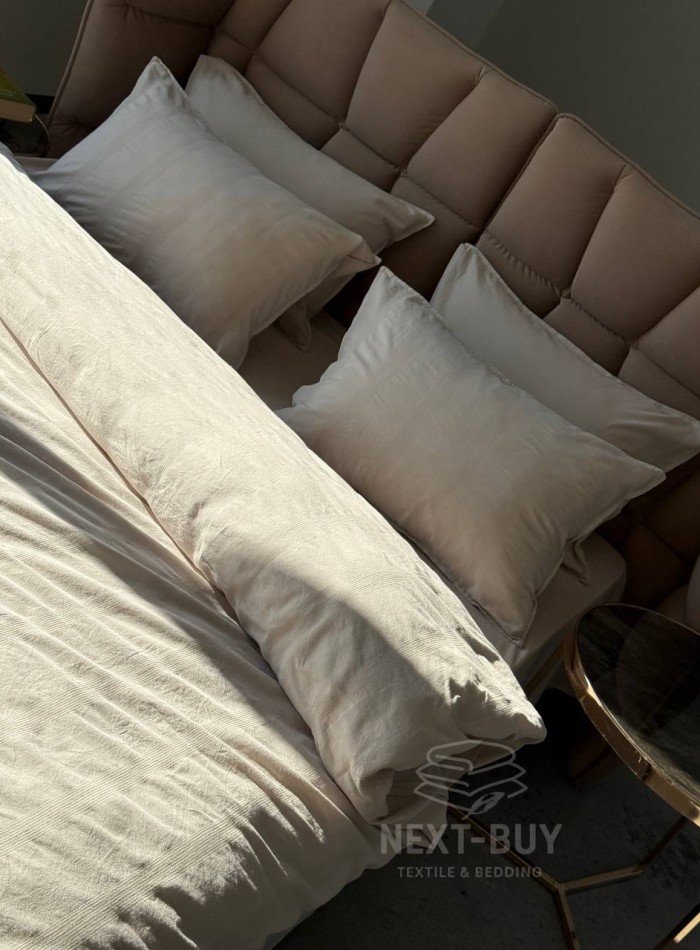 Эксклюзивное постельное белье Limasso Cassandra Cream 200x220 из вареного хлопка — изображение 5