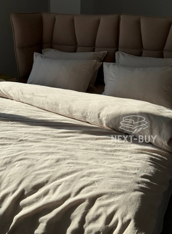 Эксклюзивное постельное белье Limasso Cassandra Cream 200x220 из вареного хлопка — изображение 4