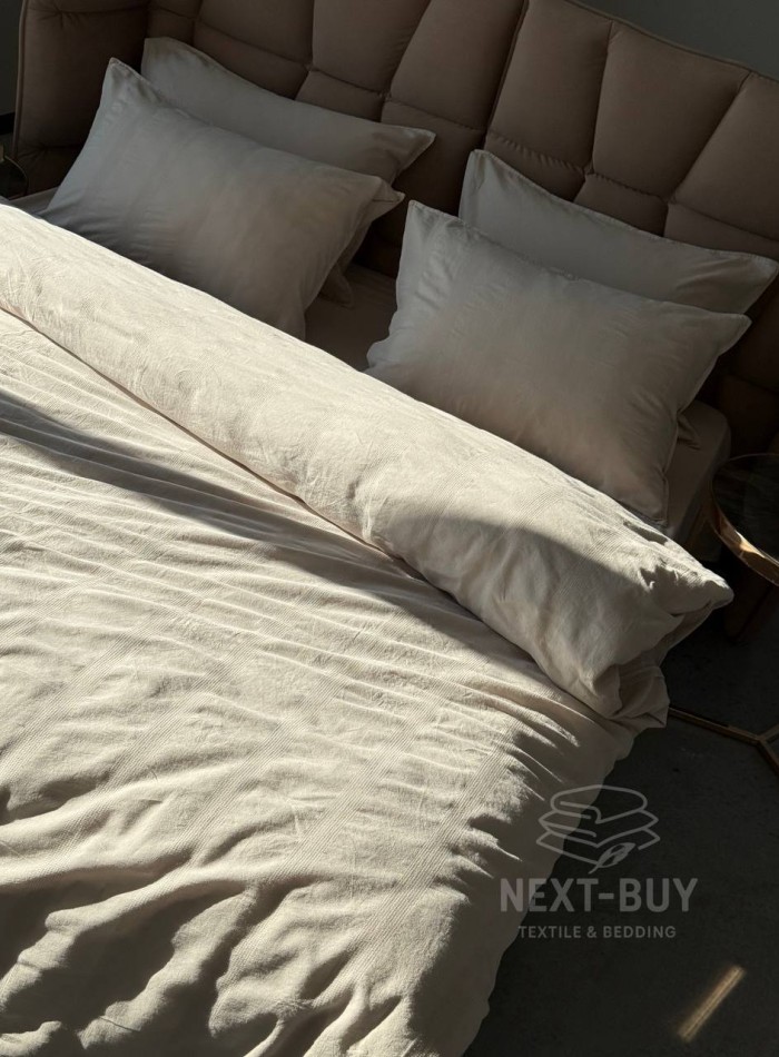 Эксклюзивное постельное белье Limasso Cassandra Cream 200x220 из вареного хлопка — изображение 3