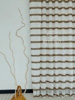Тюль льон у смужку  Linen brown & white Туреччина - Зображення 2