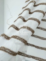 Тюль льон у смужку  Linen brown & white Туреччина - Зображення 4