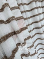 Тюль льон у смужку  Linen brown & white Туреччина - Зображення 7