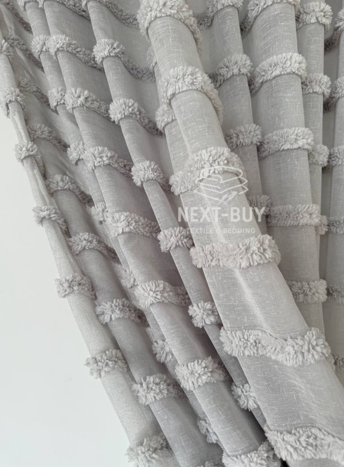 Тюль льон у смужку Linen Light Grey Туреччина - Зображення 4