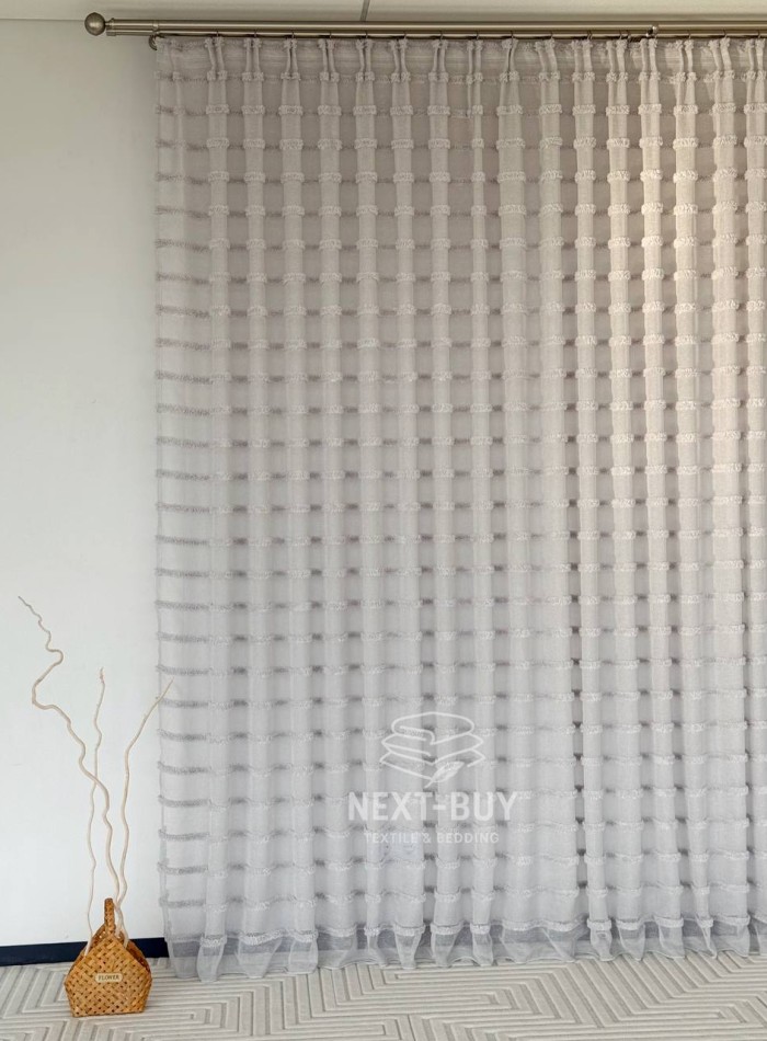 Тюль льон у смужку Linen Light Grey Туреччина - Зображення 10