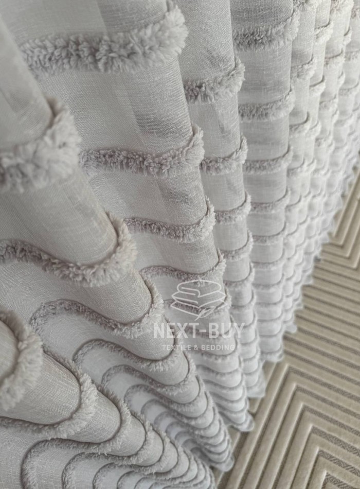 Тюль льон у смужку Linen Light Grey Туреччина - Зображення 7