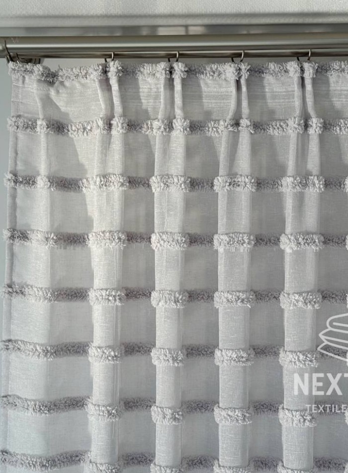Тюль льон у смужку Linen Light Grey Туреччина - Зображення 8
