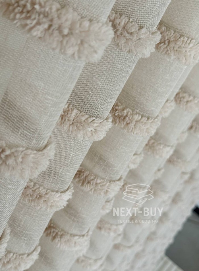 Тюль льон у смужку Linen Light Beige Туреччина - Зображення 5