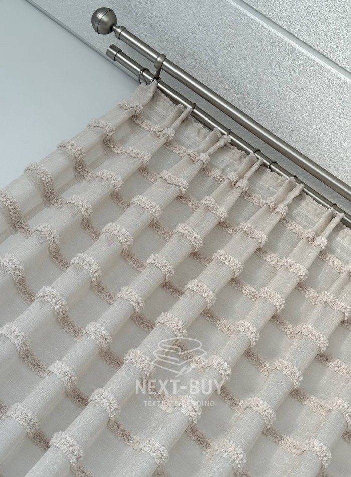Тюль льон у смужку Linen Light Beige Туреччина - Зображення 8