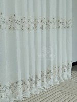 Тюль білий льон з вишивкою Linen Elegance Natural White & Beige Туреччина - Зображення 3
