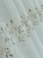 Тюль білий льон з вишивкою Linen Elegance Natural White & Beige Туреччина - Зображення 5