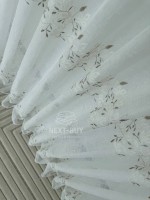 Тюль білий льон з вишивкою Linen Elegance Natural White & Beige Туреччина - Зображення 7
