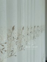 Тюль білий льон з вишивкою Linen Elegance Natural White & Beige Туреччина - Зображення 9
