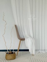 Тюль льон у смужку з сріблястим люрексом Linen Shine Stripe Snow White & Silver Туречинна