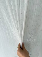 Тюль льон у смужку з сріблястим люрексом Linen Shine Stripe Snow White & Silver Туречинна - Зображення 3