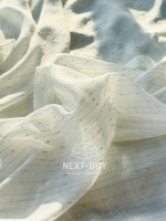 Тюль льон у смужку з сріблястим люрексом Linen Shine Stripe Snow White & Silver Туречинна - Зображення 5