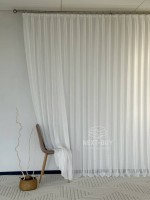 Тюль льон у смужку з сріблястим люрексом Linen Shine Stripe Snow White & Silver Туречинна - Зображення 9