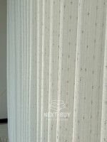 Тюль льон у смужку з сріблястим люрексом Linen Shine Stripe Snow White & Silver Туречинна - Зображення 7