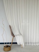 Тюль лён в полоску с золотым люрексом Linen Shine Stripe Cream & Gold, Турция