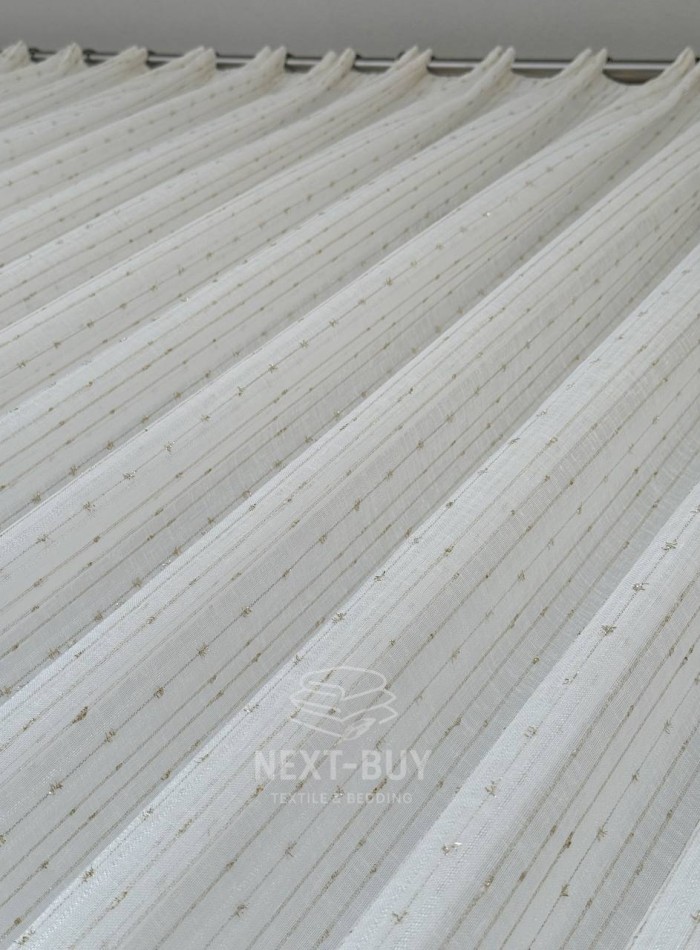 Тюль лён в полоску с золотым люрексом Linen Shine Stripe Cream & Gold, Турция — изображение 6