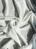 Тюль льон білий з рельєфною, флористичною вишивкою  Linen Elegance Natural White Туречинна - Зображення 7