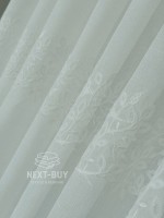 Тюль льон білий з рельєфною, флористичною вишивкою  Linen Elegance Natural White Туречинна - Зображення 5
