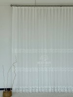 Тюль льон білий з рельєфною, флористичною вишивкою  Linen Elegance Natural White Туречинна - Зображення 3