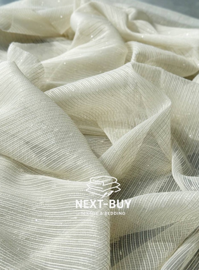 Тюль однотонний грек сітка світло-бежева з блиском Silver Light Beige Туреччина - Зображення 5