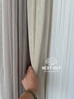 Тюль однотонний грек сітка світло-бежева з блиском Silver Light Beige Туреччина - Зображення 7