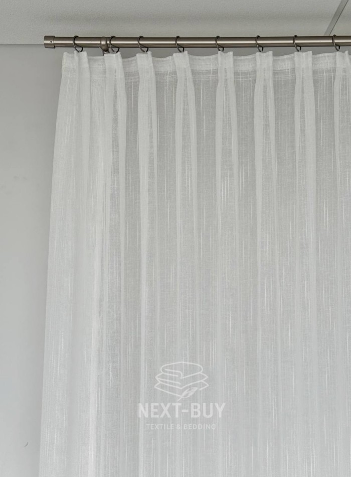 Тюль белый лён однотонный Linen White Breeze, Турция — изображение 5