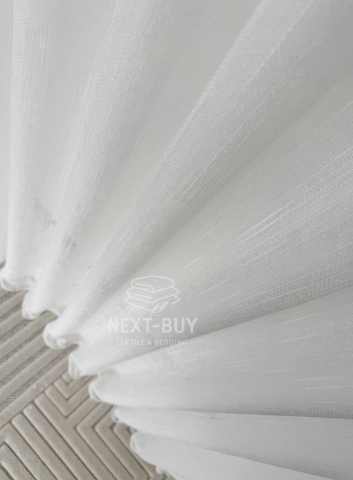 Тюль белый лён однотонный Linen White Breeze, Турция — изображение 6