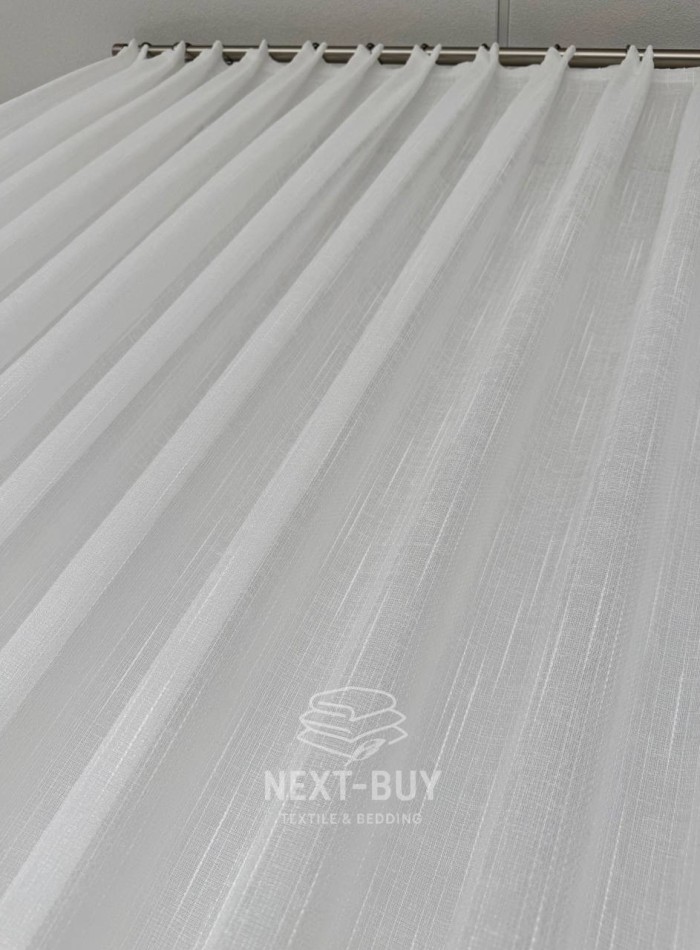 Тюль белый лён однотонный Linen White Breeze, Турция — изображение 7