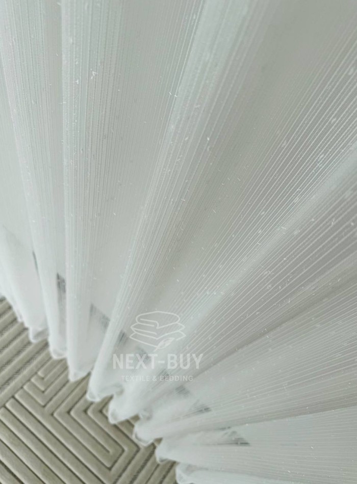 Тюль однотонний грек сітка білий з блиском Silver Snow White with Lurex, Туреччина - Зображення 8