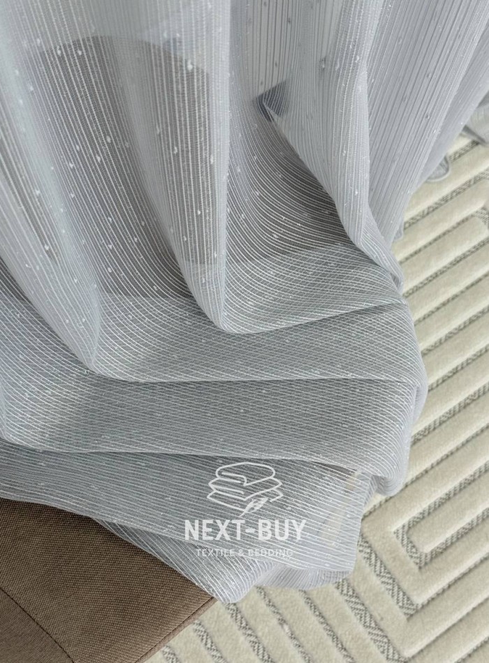 Тюль однотонная грек сетка серая с блеском Silver Light Grey with Lurex, Турция — изображение 5