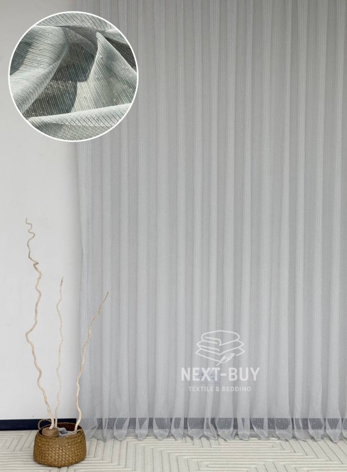 Тюль однотонная грек сетка серая с блеском Silver Light Grey with Lurex, Турция — изображение 2
