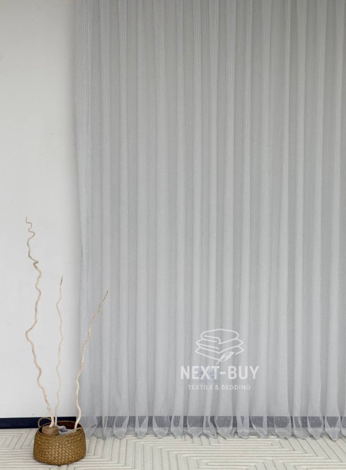 Тюль однотонная грек сетка серая с блеском Silver Light Grey with Lurex, Турция — изображение 8